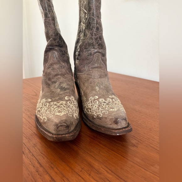 CORRAL WOMEN'S BROWN CRATER EMBROIDERED COWGIRL BOOTS - SNIPE TOE 7.5M - Picture 4 of 10